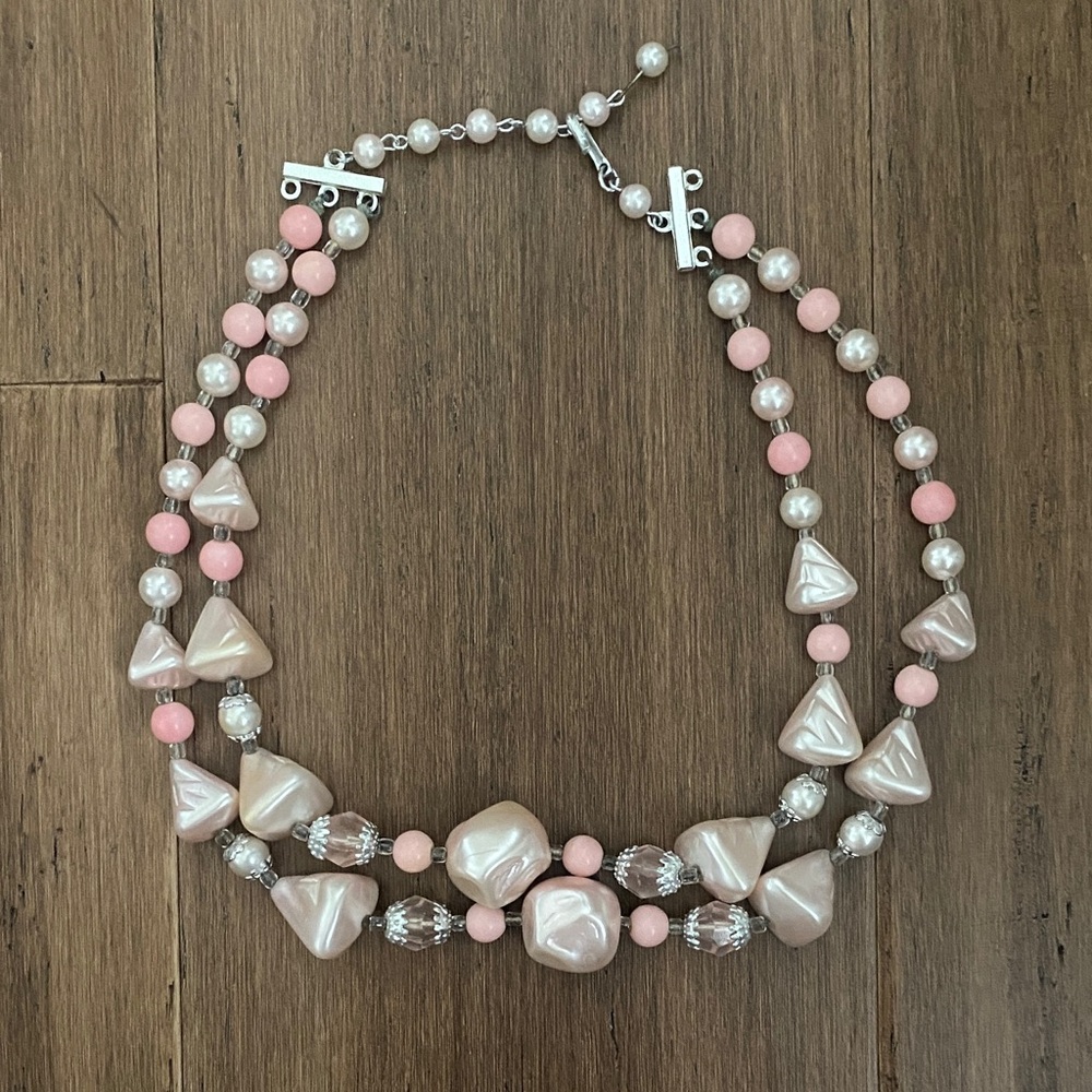 Pink Pearly Vintage Beaded Necklace